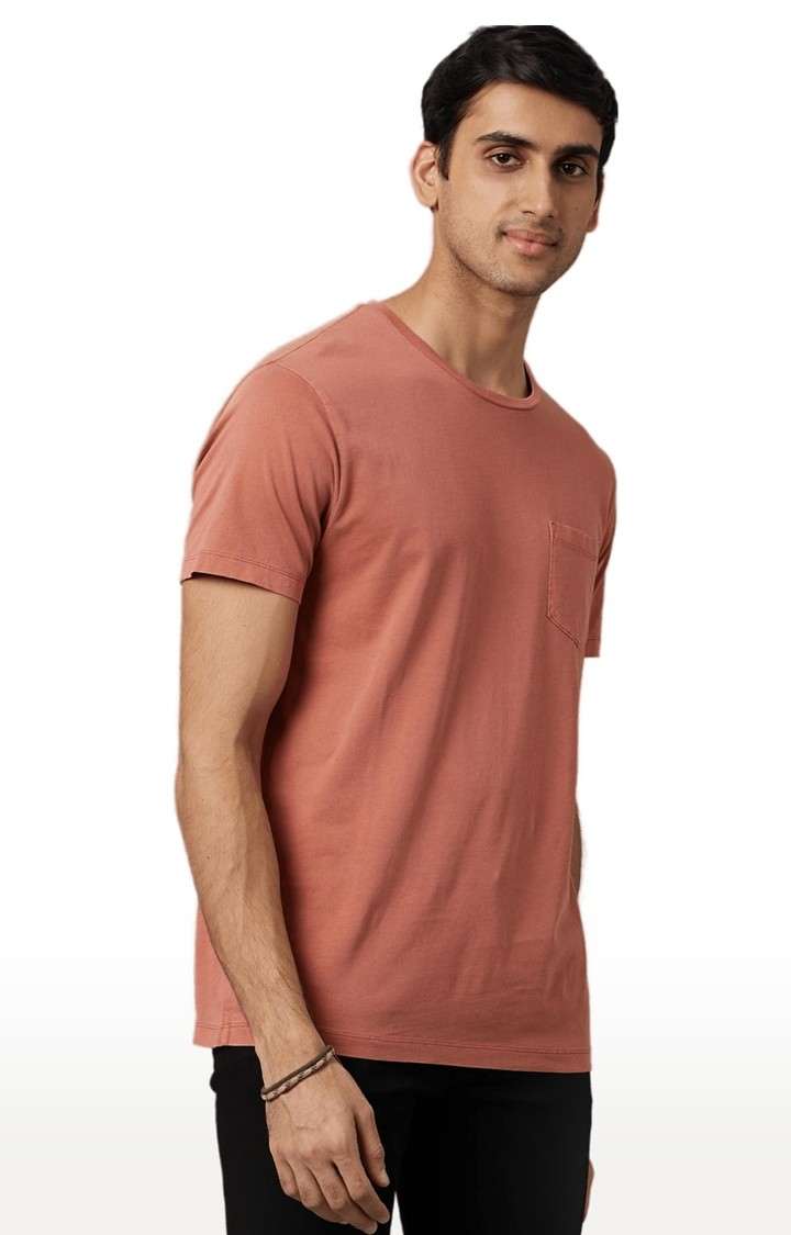 Men's Orange Solid Regular T-Shirts