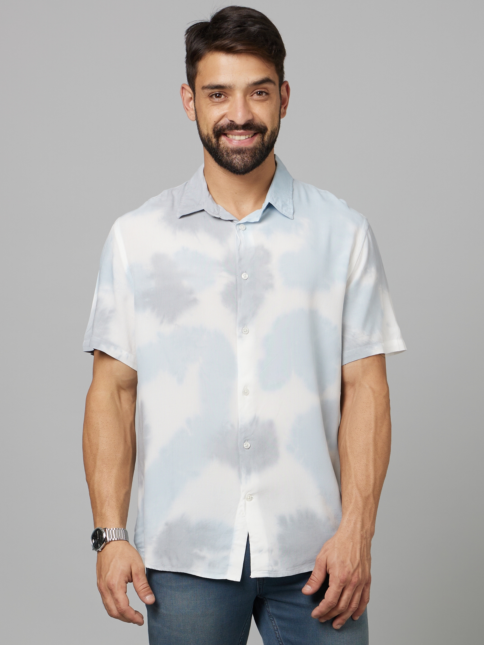 Men's White Tie Dye Casual Shirts