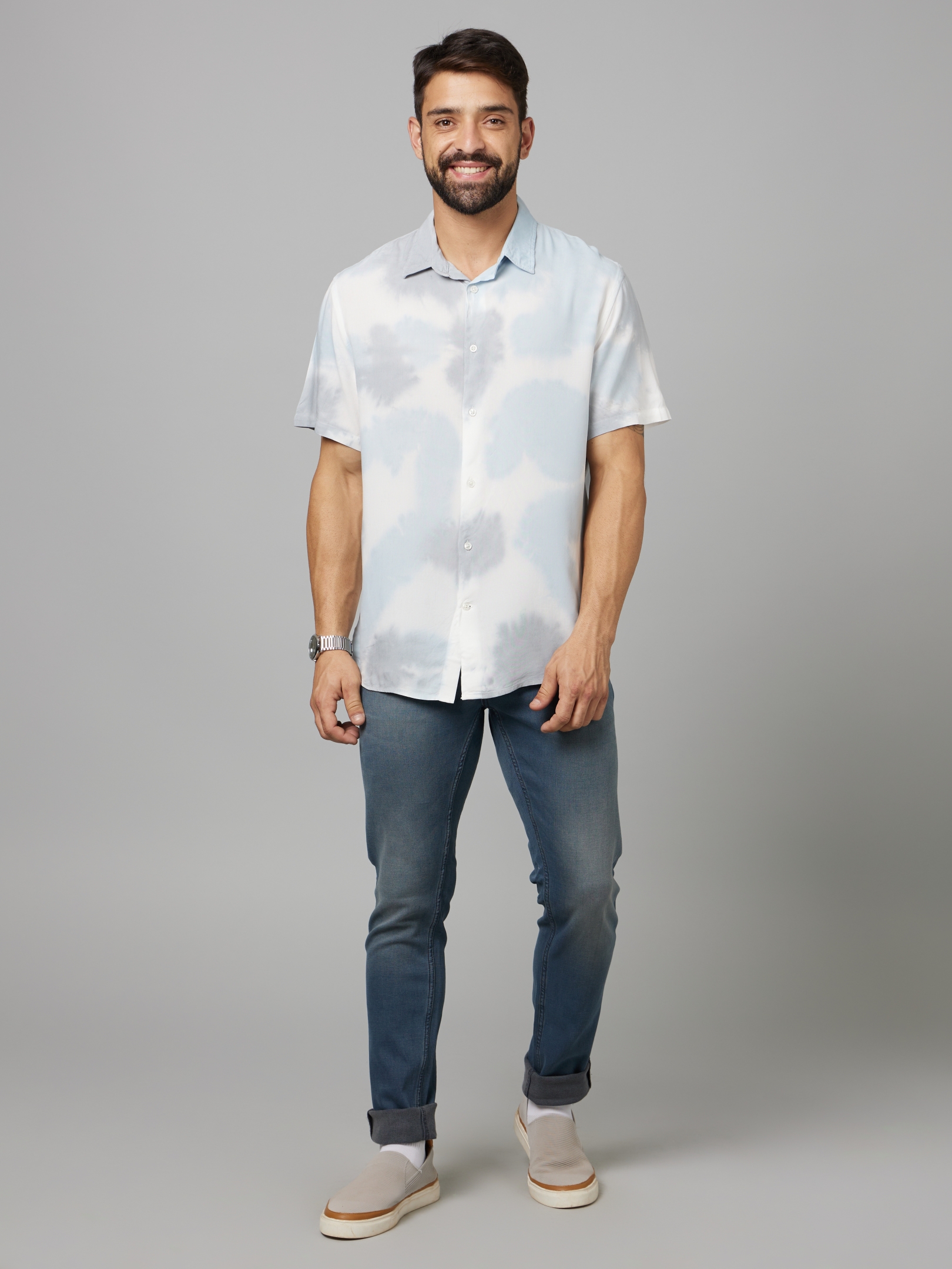 Men's White Tie Dye Casual Shirts