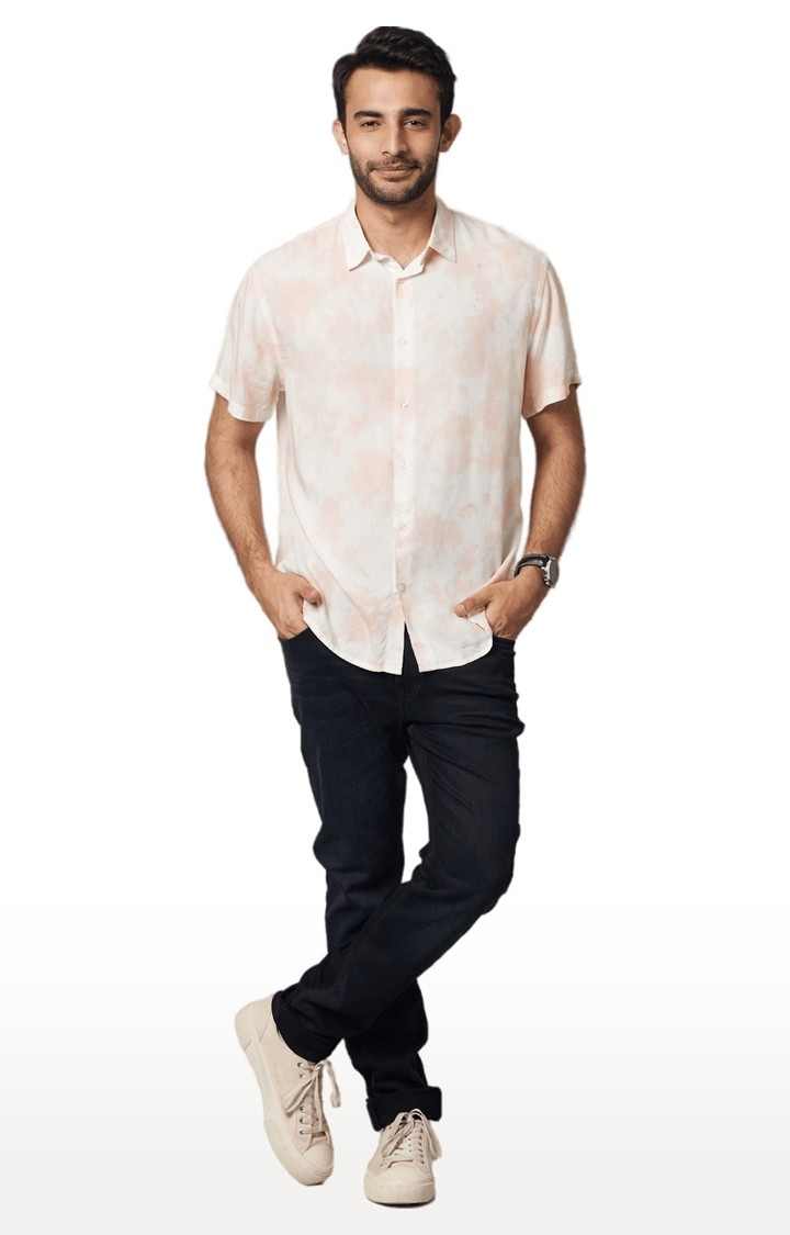 Men's Pink Tie Dye Casual Shirts