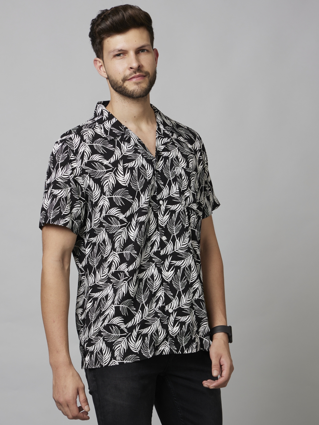 Men's Black Printed Casual Shirts