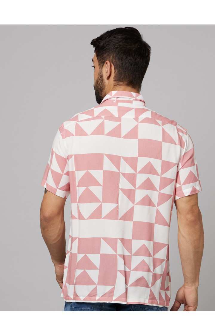 Men's Pink Geometrical Casual Shirts