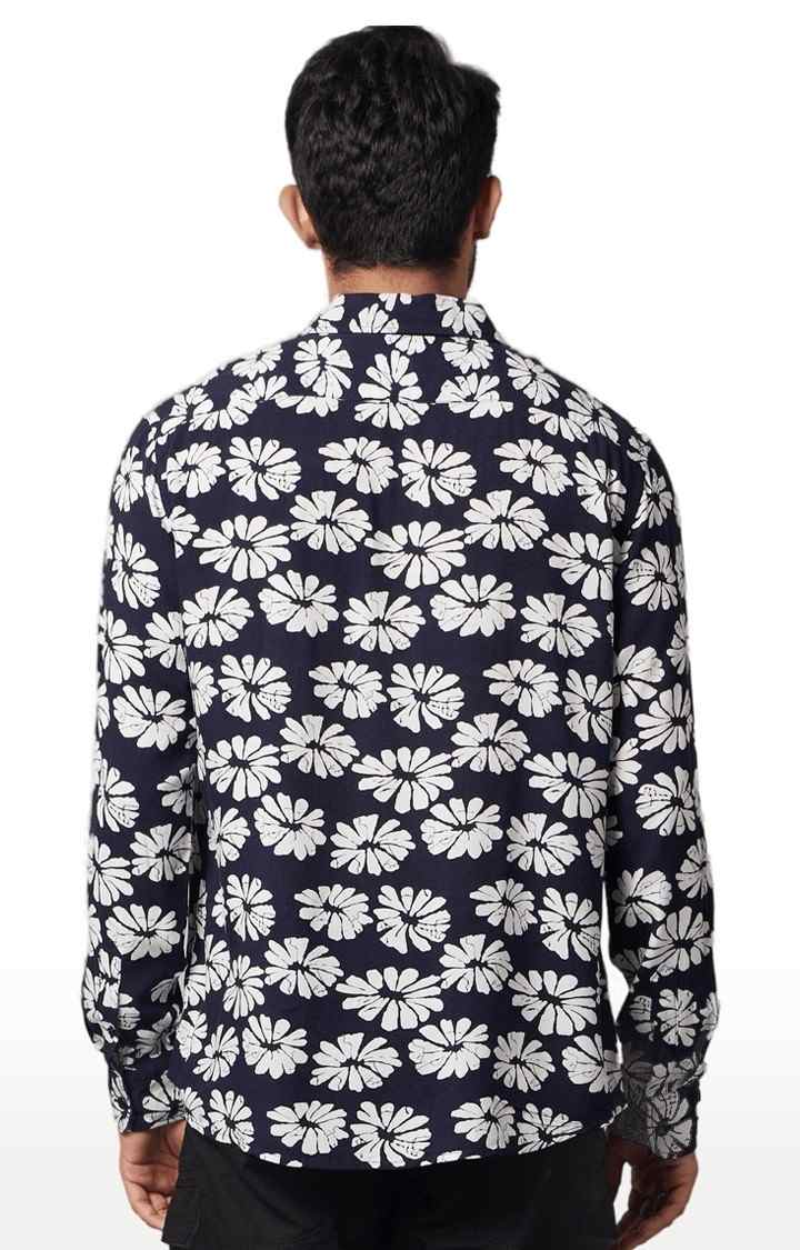 Men's Blue Floral Casual Shirts