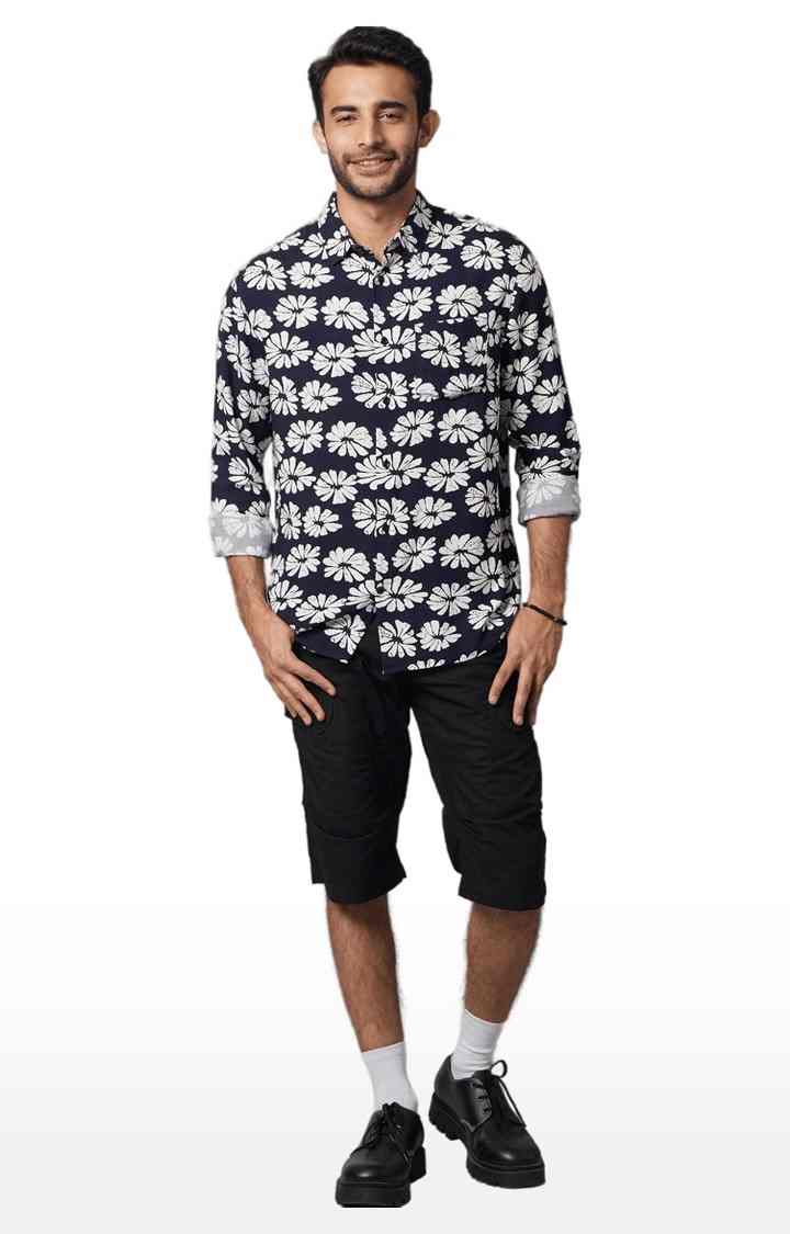 Men's Blue Floral Casual Shirts