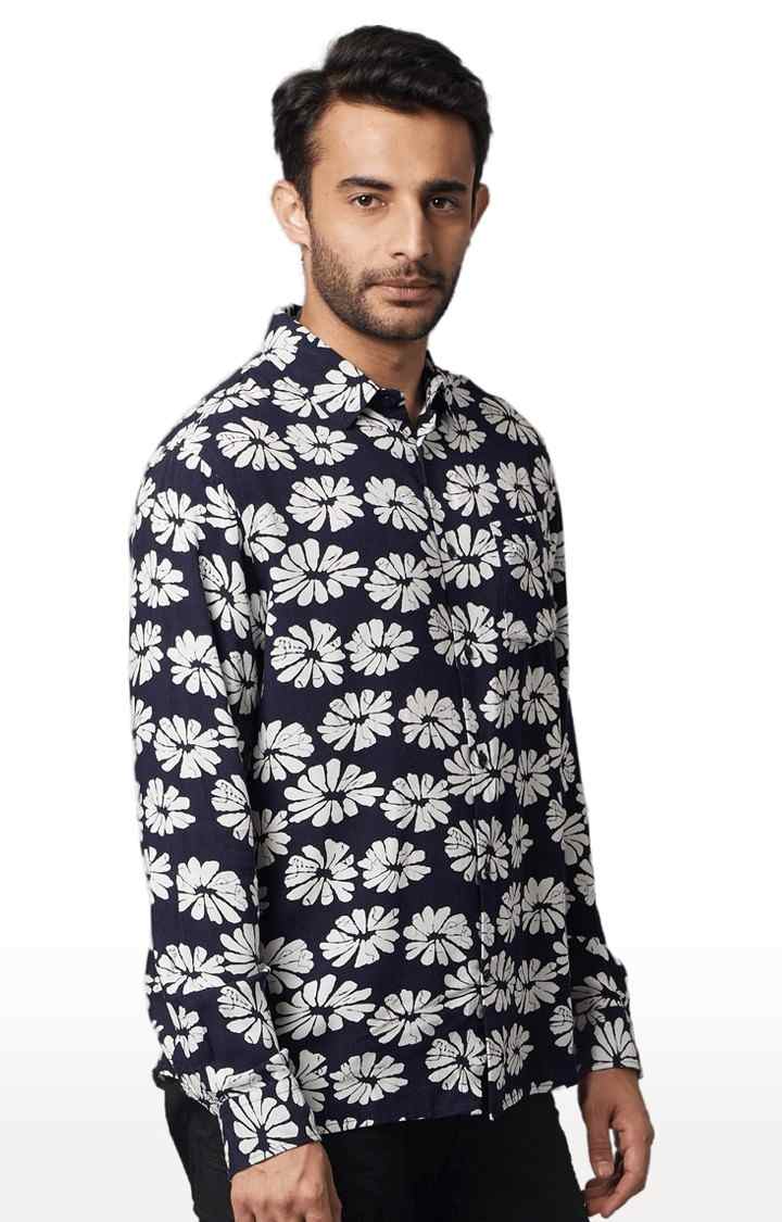 Men's Blue Floral Casual Shirts
