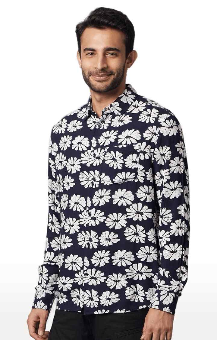 Men's Blue Floral Casual Shirts