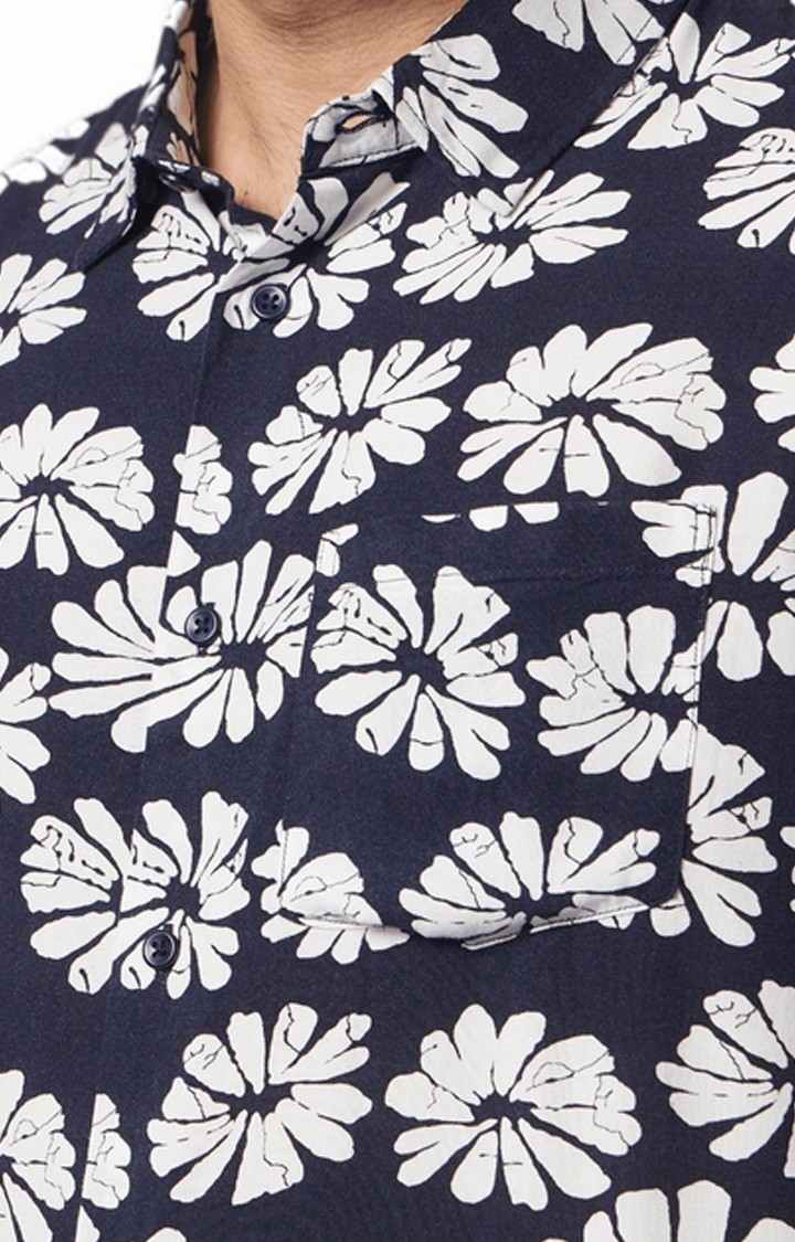 Men's Blue Floral Casual Shirts