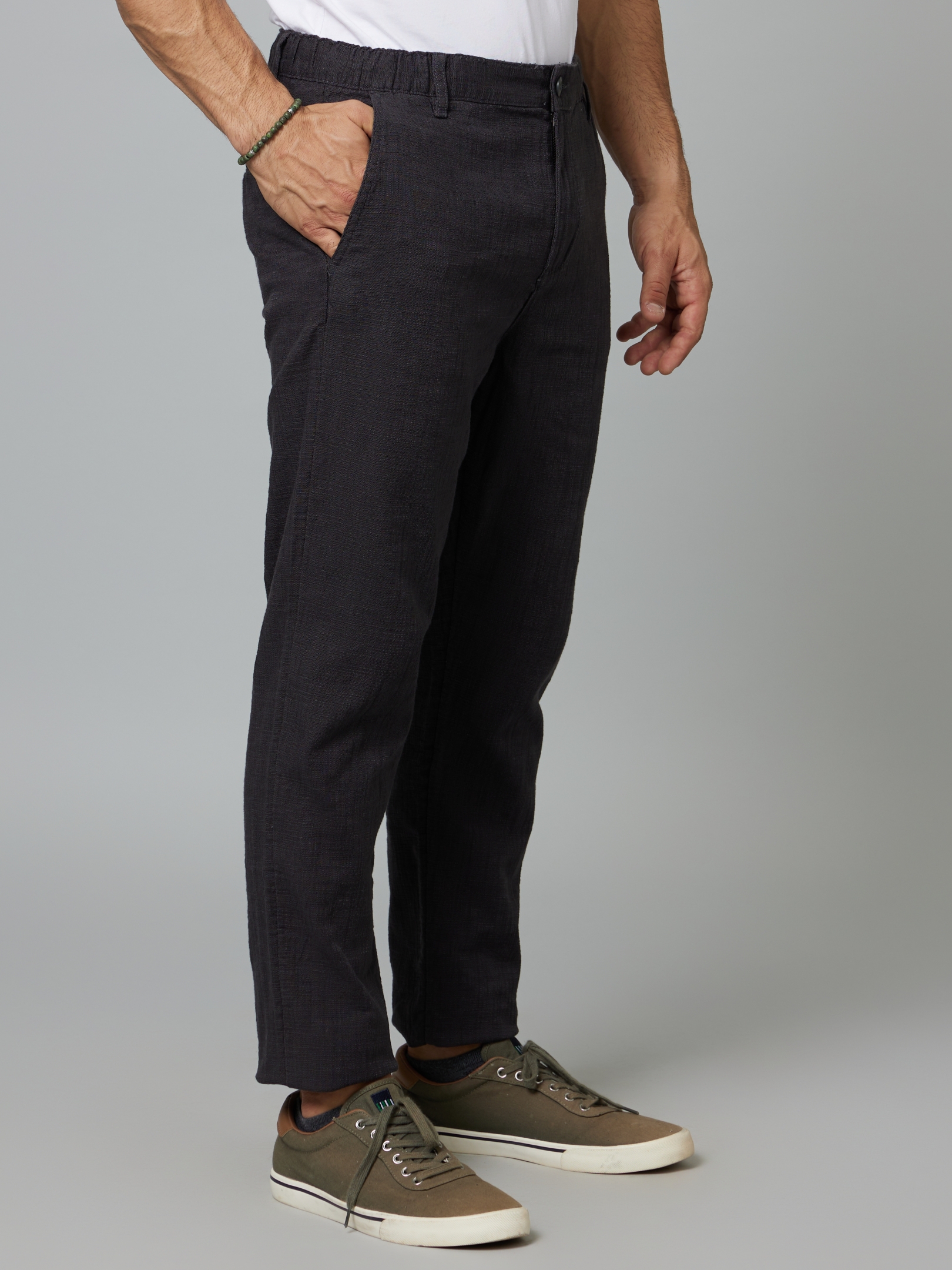 celio | Men's Grey Cotton Solid Trousers 2