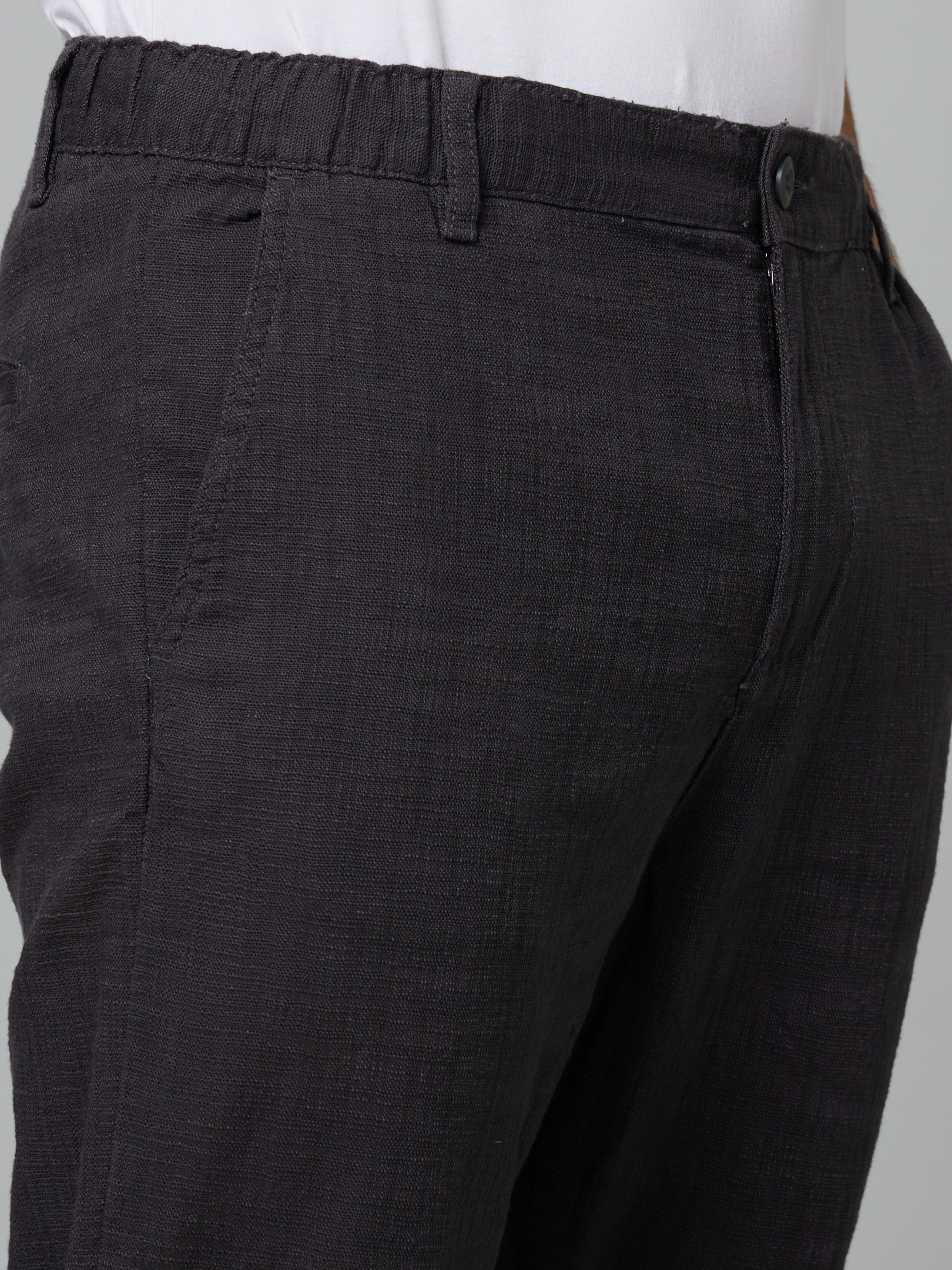 Men's Grey Cotton Solid Trousers