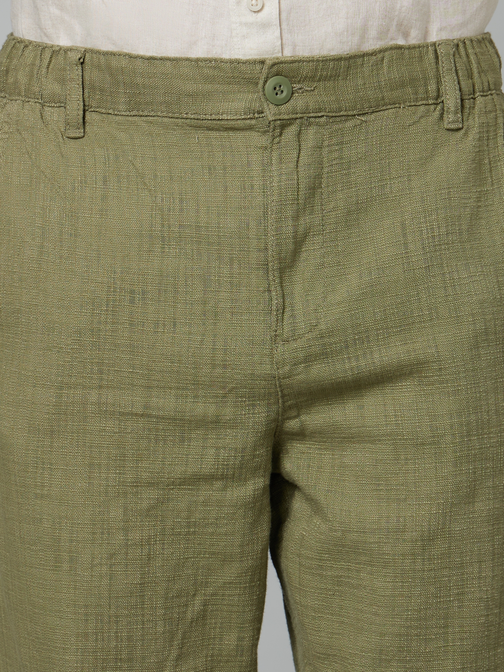 celio | Men's Green Cotton Solid Trousers 3