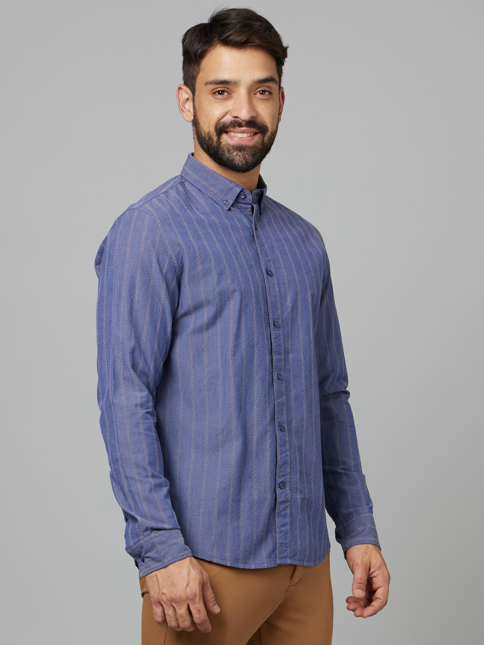 Men's Blue Striped Casual Shirts