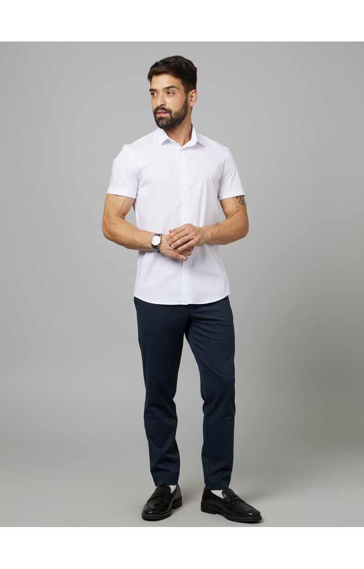 Men's White Solid Casual Shirts