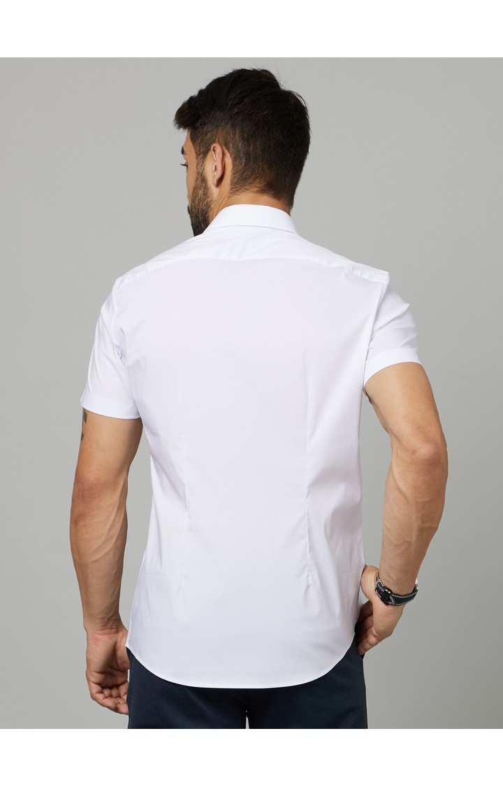 Men's White Solid Casual Shirts