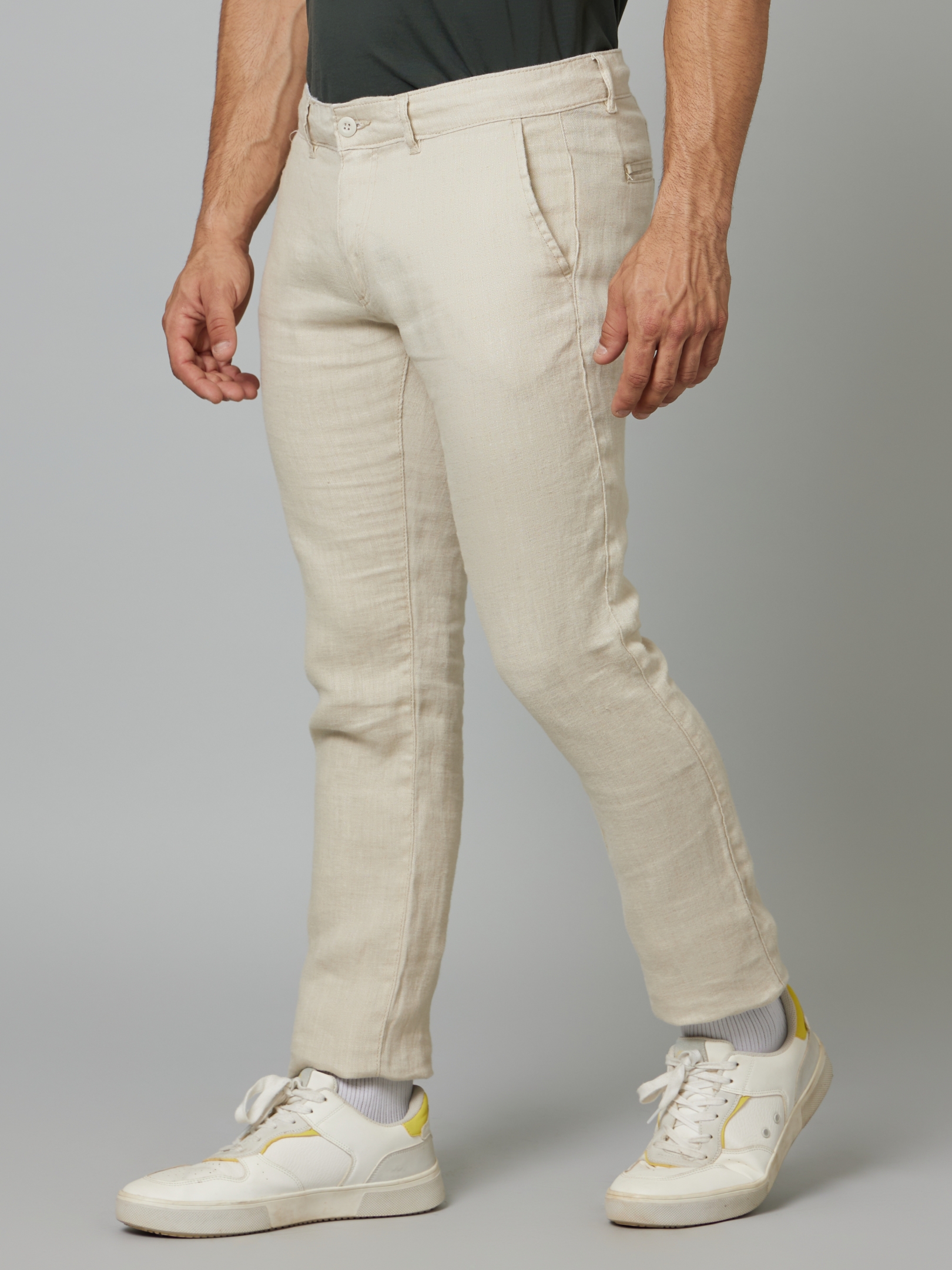 Buy celio* Grey Straight Fit Linen Trousers for Men Online @ Tata CLiQ
