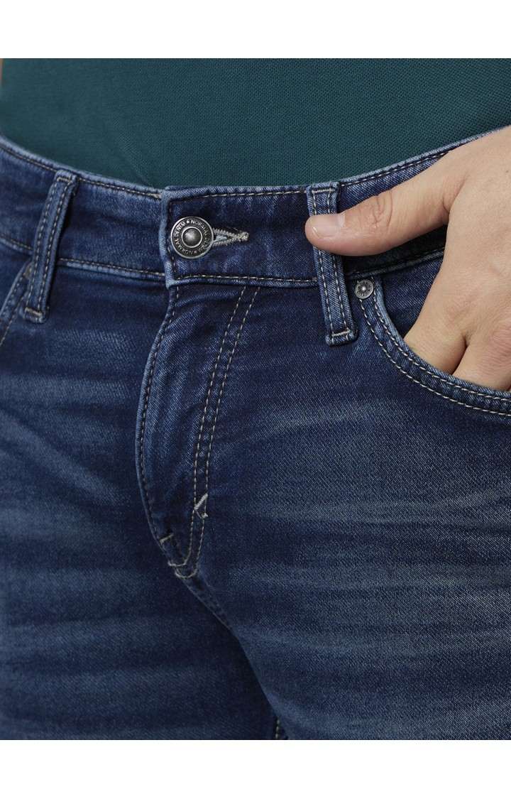 Men's Blue Cotton Blend Solid Regular Jeans