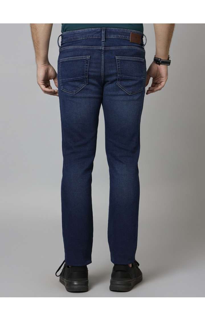 Men's Blue Cotton Blend Solid Regular Jeans