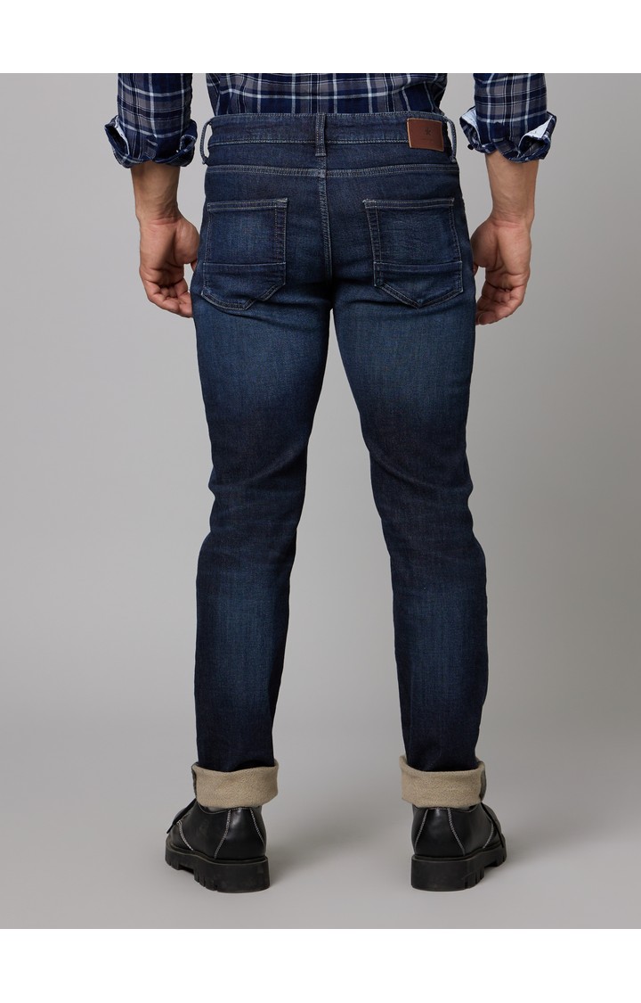 Men's Blue Cotton Blend Solid Regular Jeans