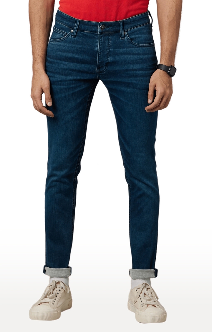 celio | Men's Blue Polycotton Solid Slim Jeans