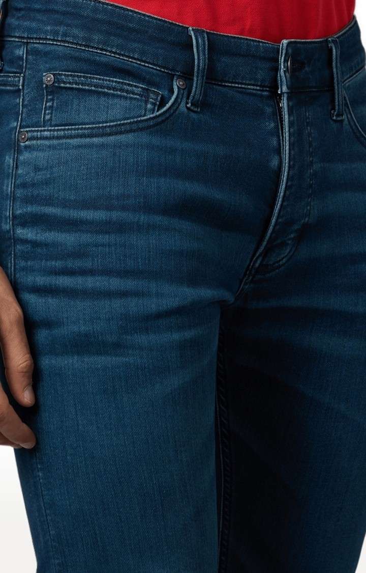 Men's Blue Polycotton Solid Slim Jeans