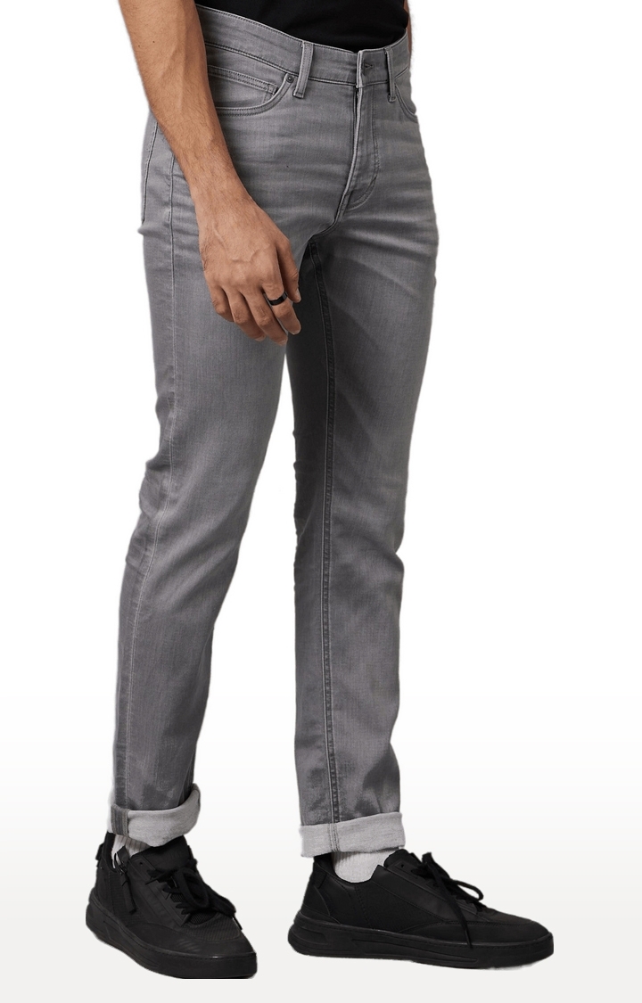 Men's Grey Polycotton Solid Slim Jeans