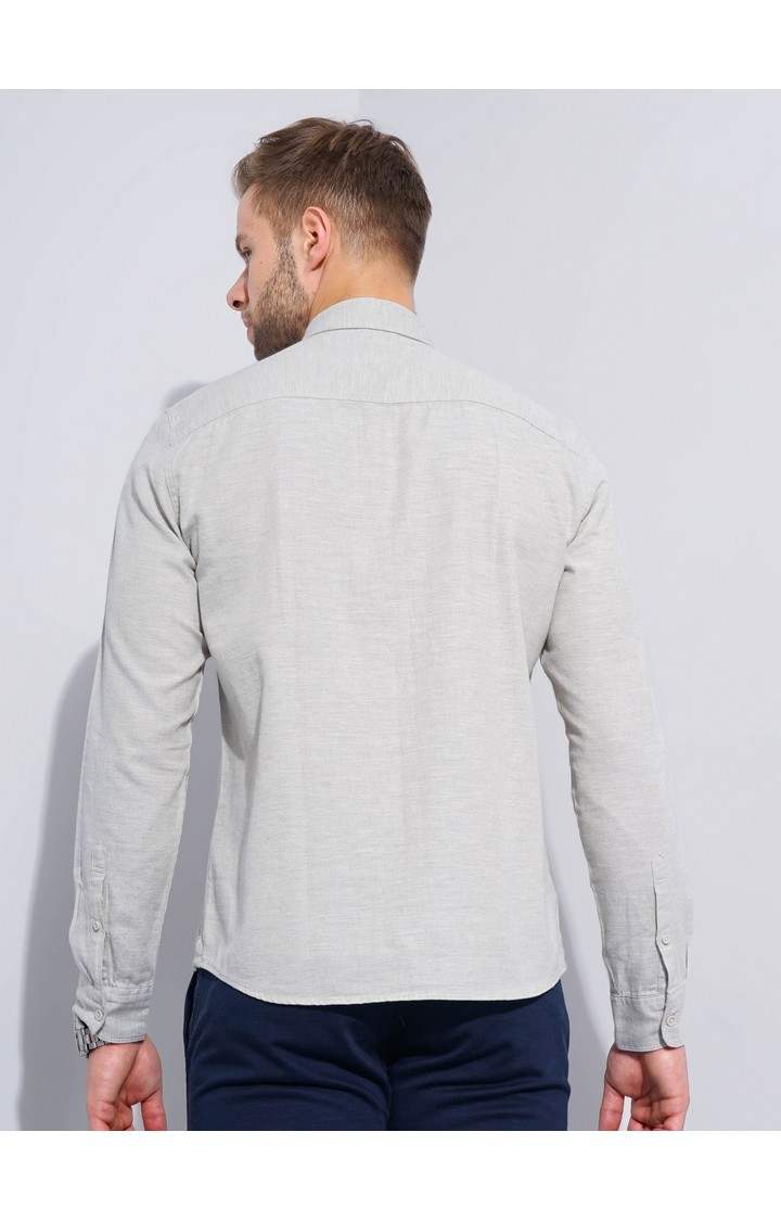 Men's Beige Melange Formal Shirts