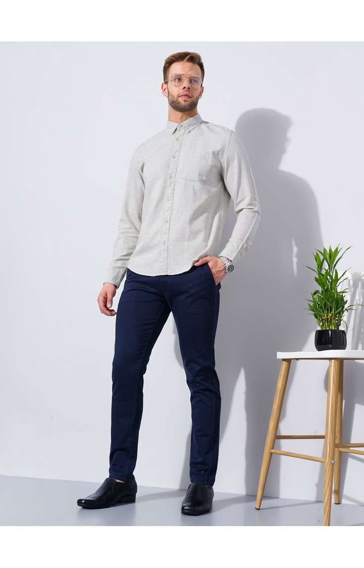 Men's Beige Melange Formal Shirts