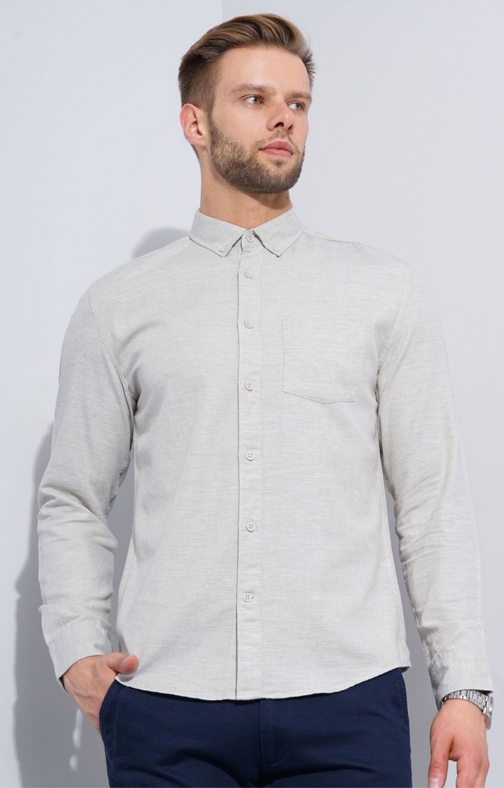 celio | Men's Beige Melange Formal Shirts