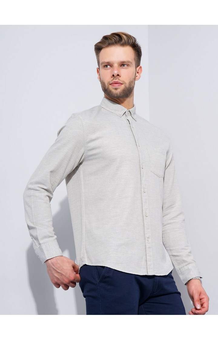 Men's Beige Melange Formal Shirts