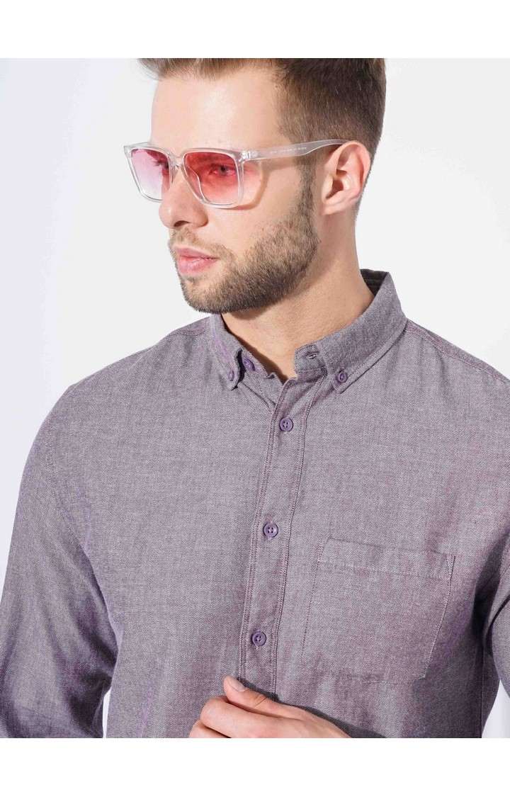 Men's Purple Melange Formal Shirts