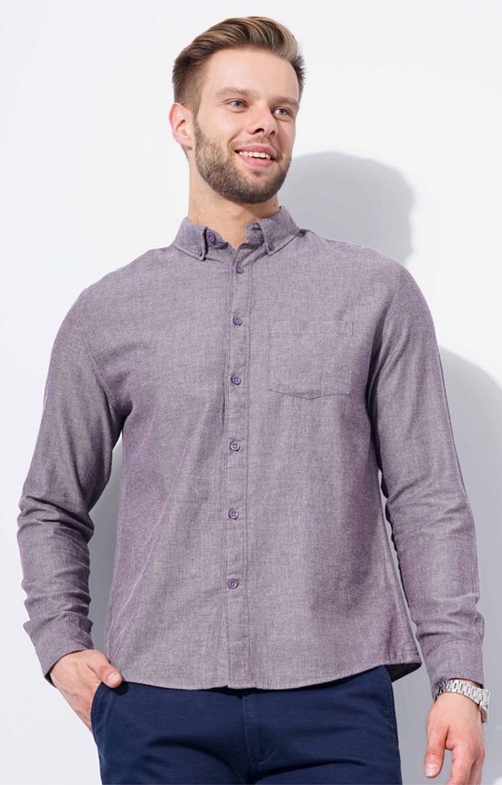 celio | Men's Purple Melange Formal Shirts