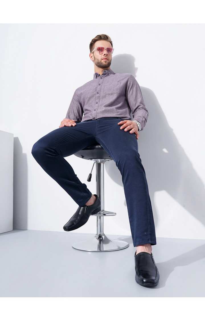 Men's Purple Melange Formal Shirts