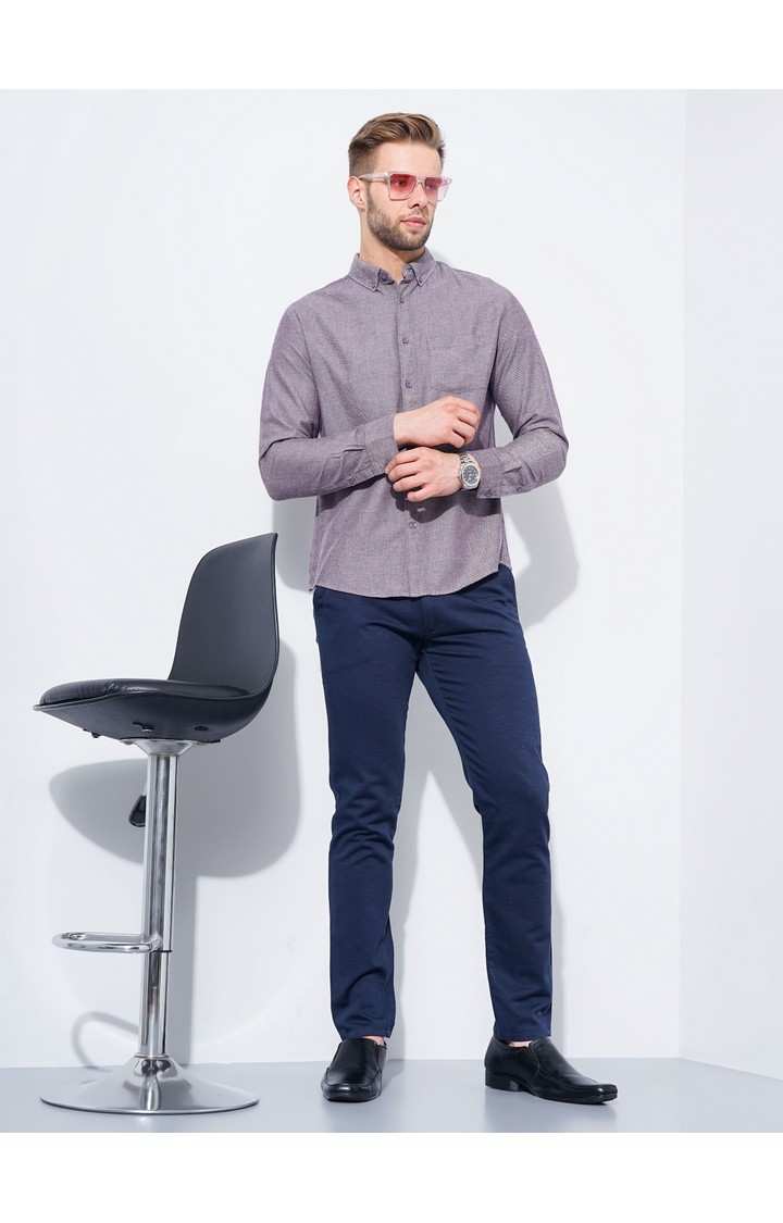Men's Purple Melange Formal Shirts
