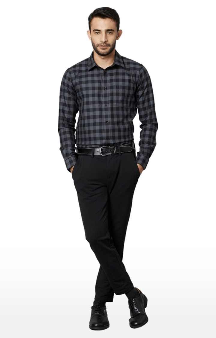 Men's Black Checked Formal Shirts