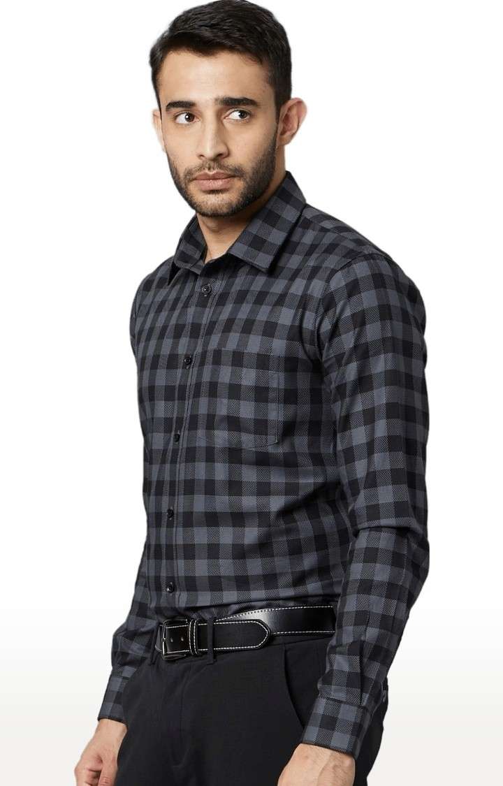 Men's Black Checked Formal Shirts