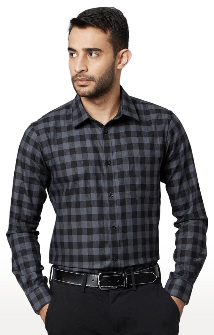 celio | Men's Black Checked Formal Shirts