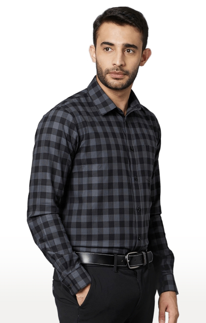 Men's Black Checked Formal Shirts