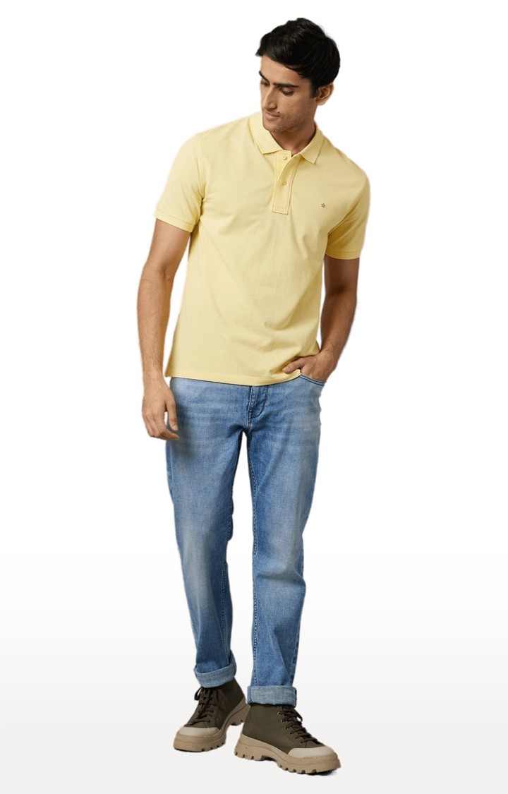 Men's Blue Cotton Blend Solid Slim Jeans