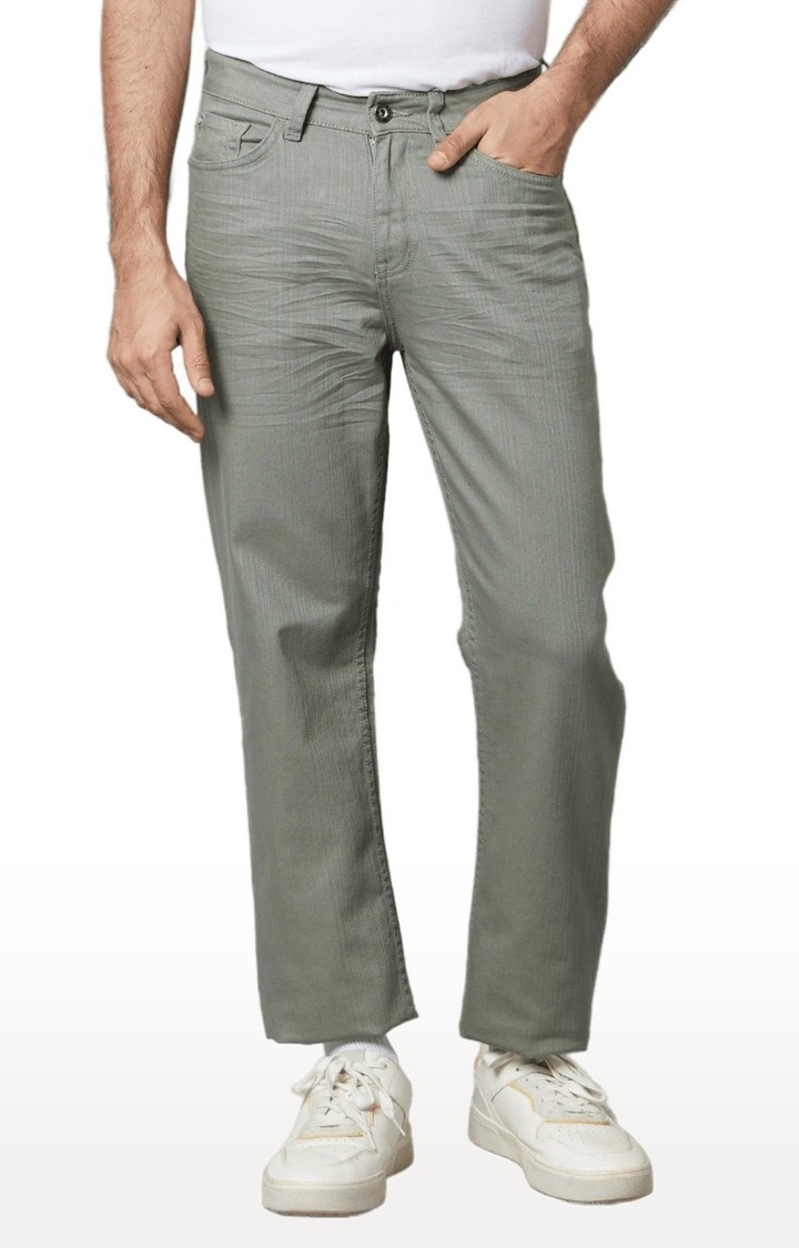 celio | Men's Green Cotton Blend Solid Straight Jeans