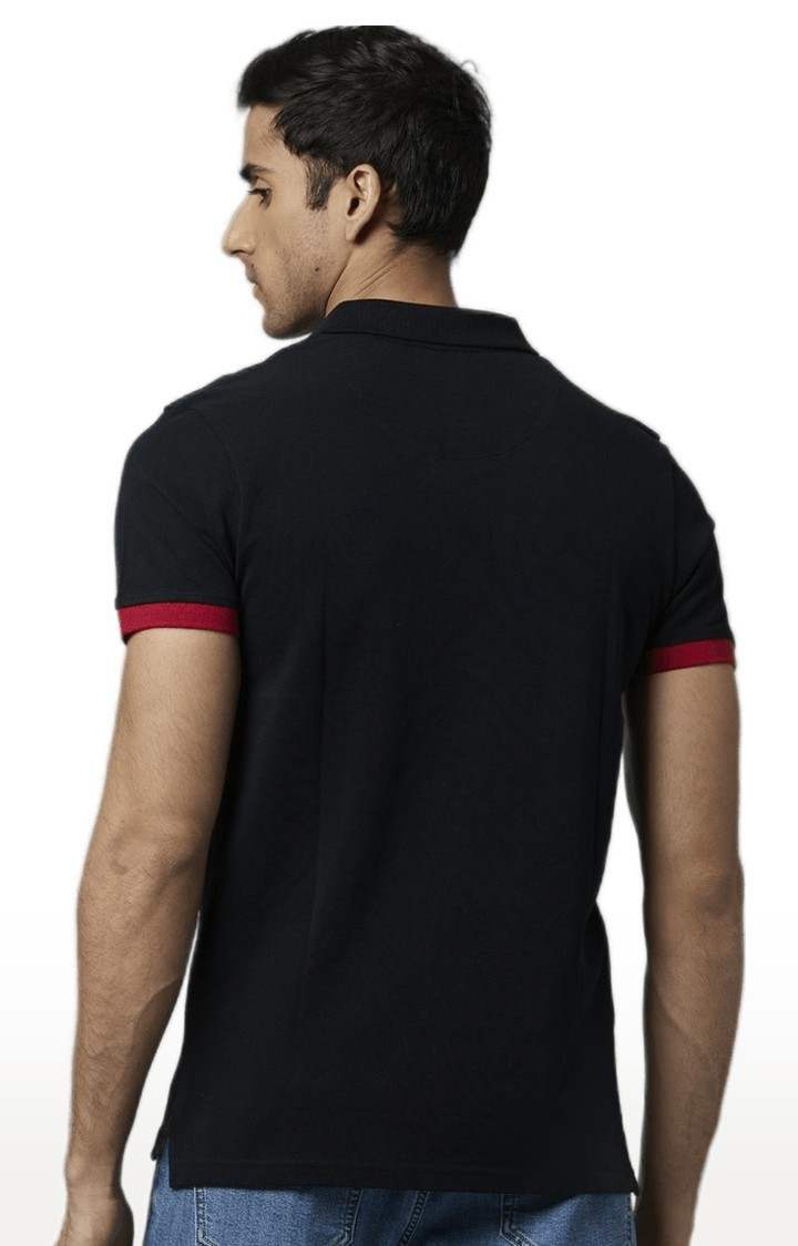 Men's Black Solid Polos