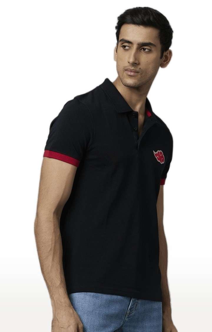 Men's Black Solid Polos