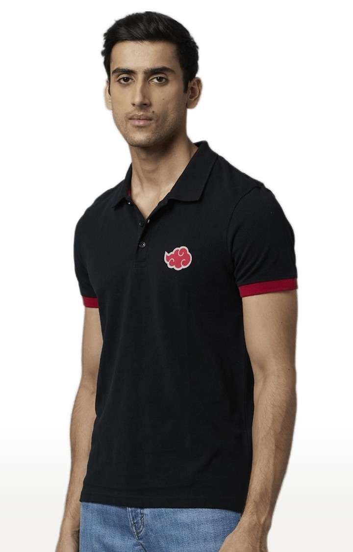 Men's Black Solid Polos