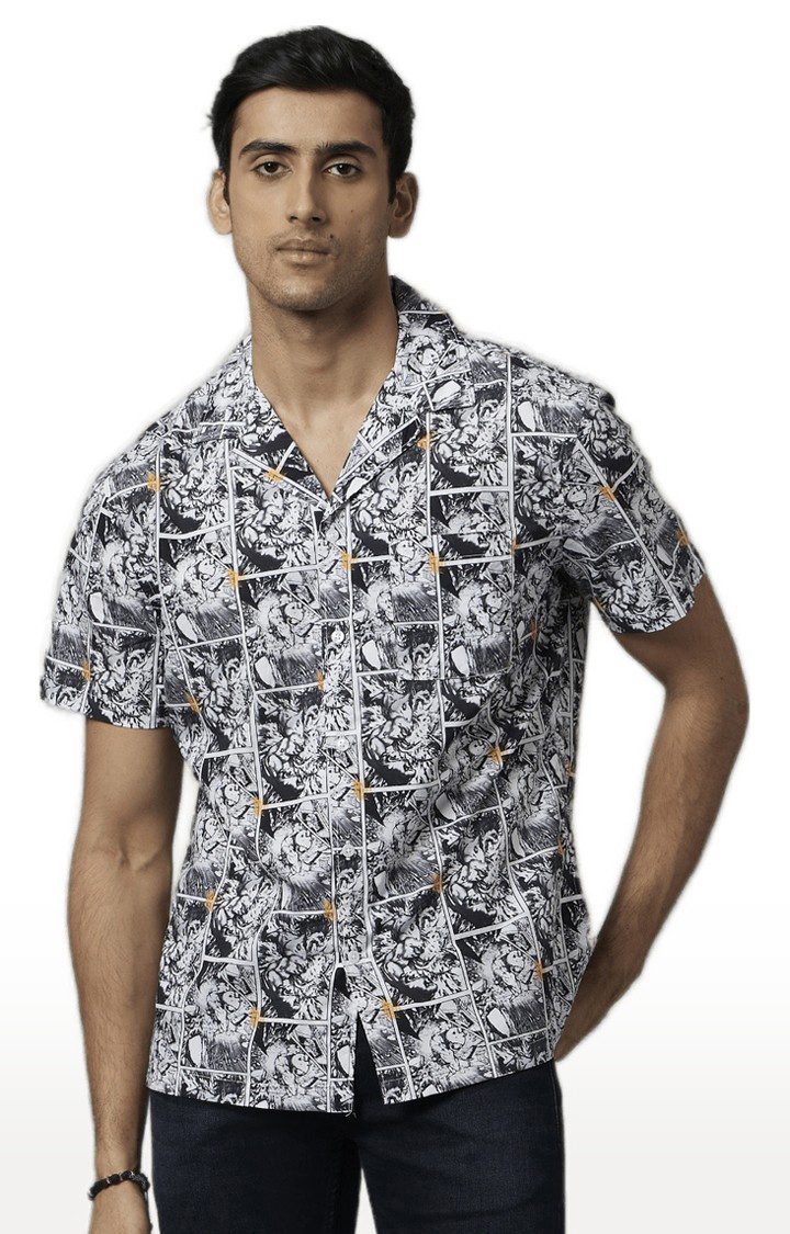 Men's Black Printed Casual Shirts
