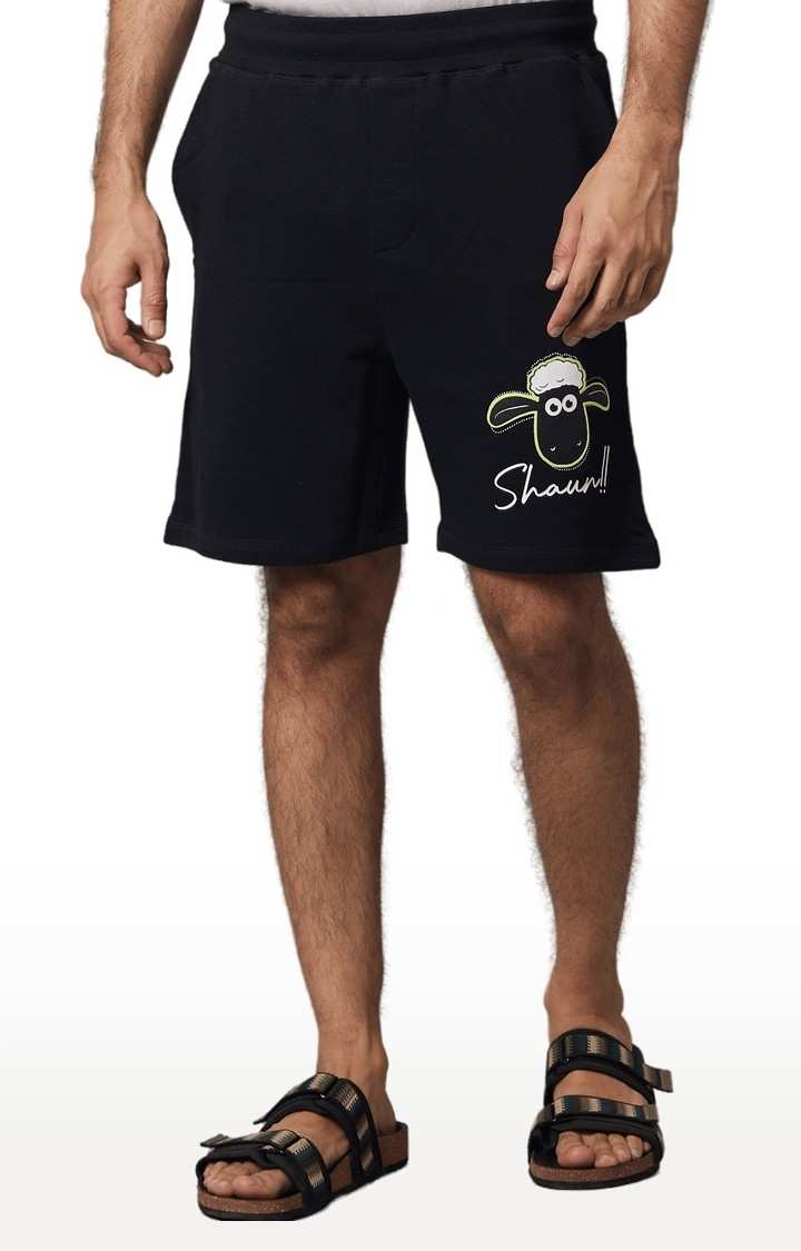 Men's Black Cotton Graphics Shorts