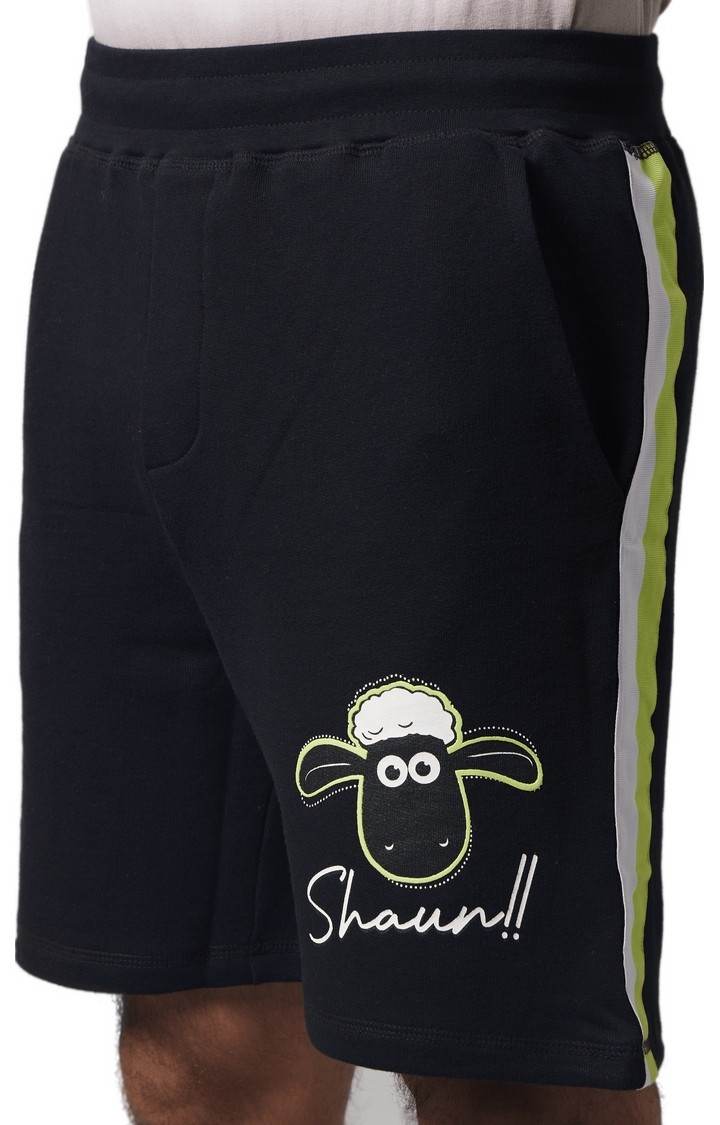 Men's Black Cotton Graphics Shorts