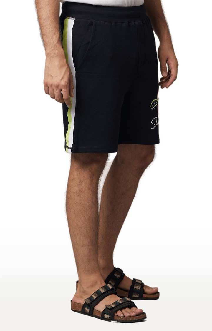 Men's Black Cotton Graphics Shorts
