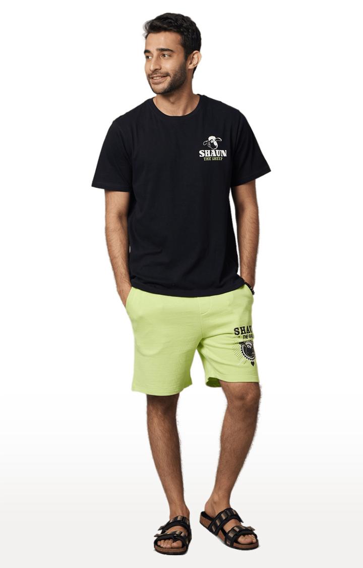 celio | Men's Green Cotton Graphics Shorts 1