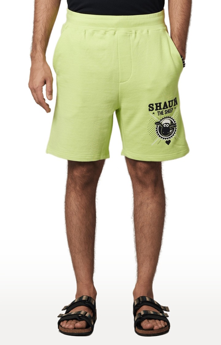 celio | Men's Green Cotton Graphics Shorts