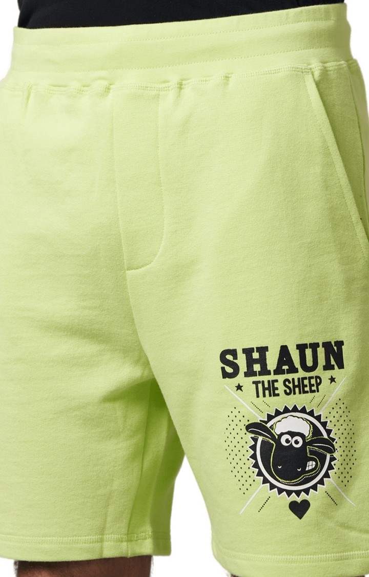 Men's Green Cotton Graphics Shorts