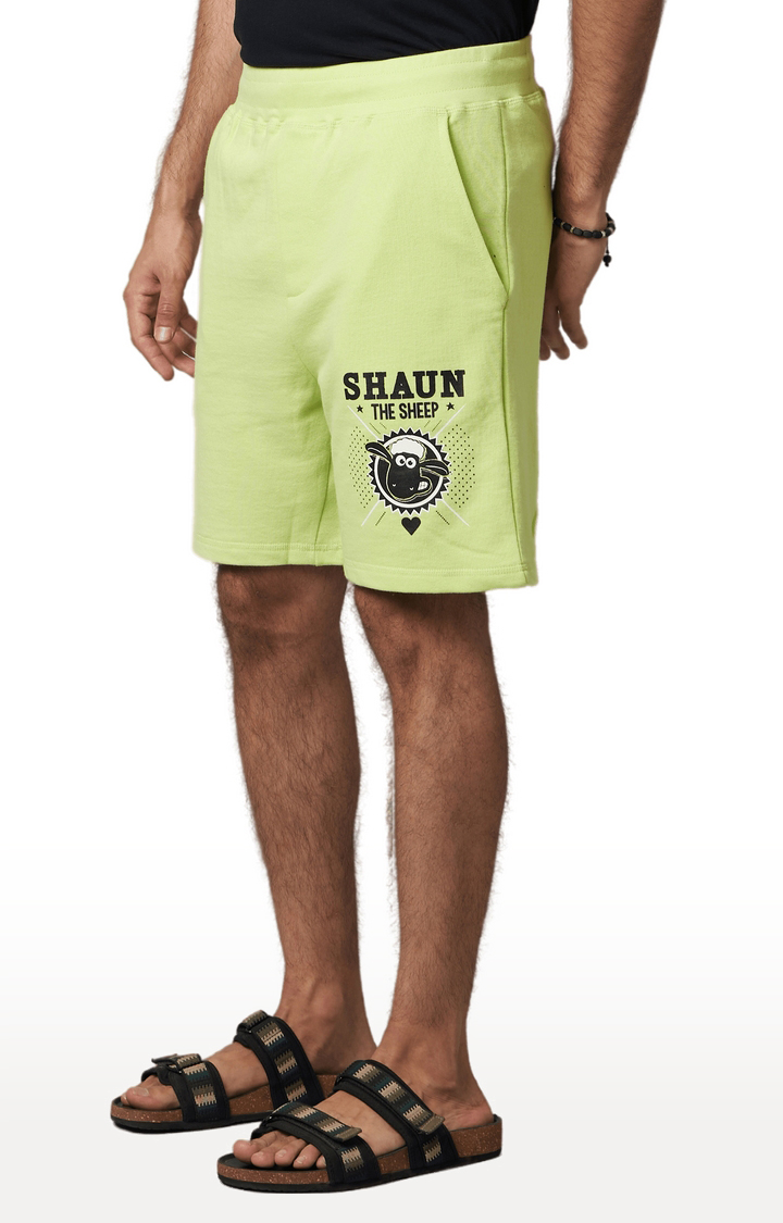 celio | Men's Green Cotton Graphics Shorts 3