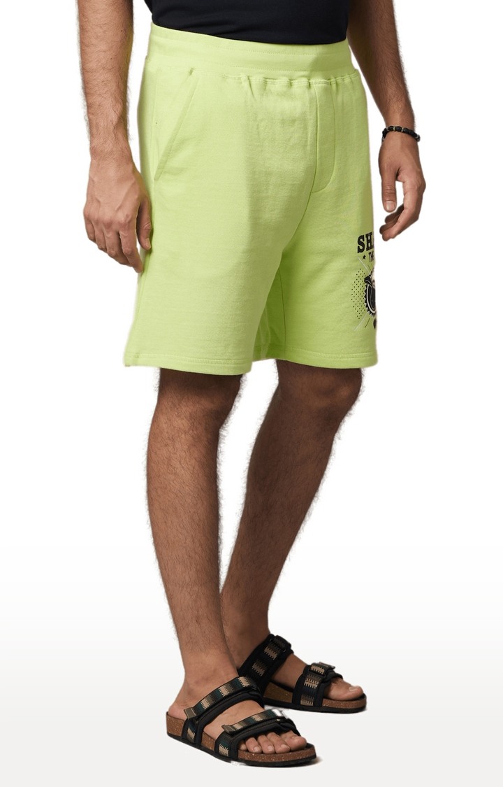 celio | Men's Green Cotton Graphics Shorts 2